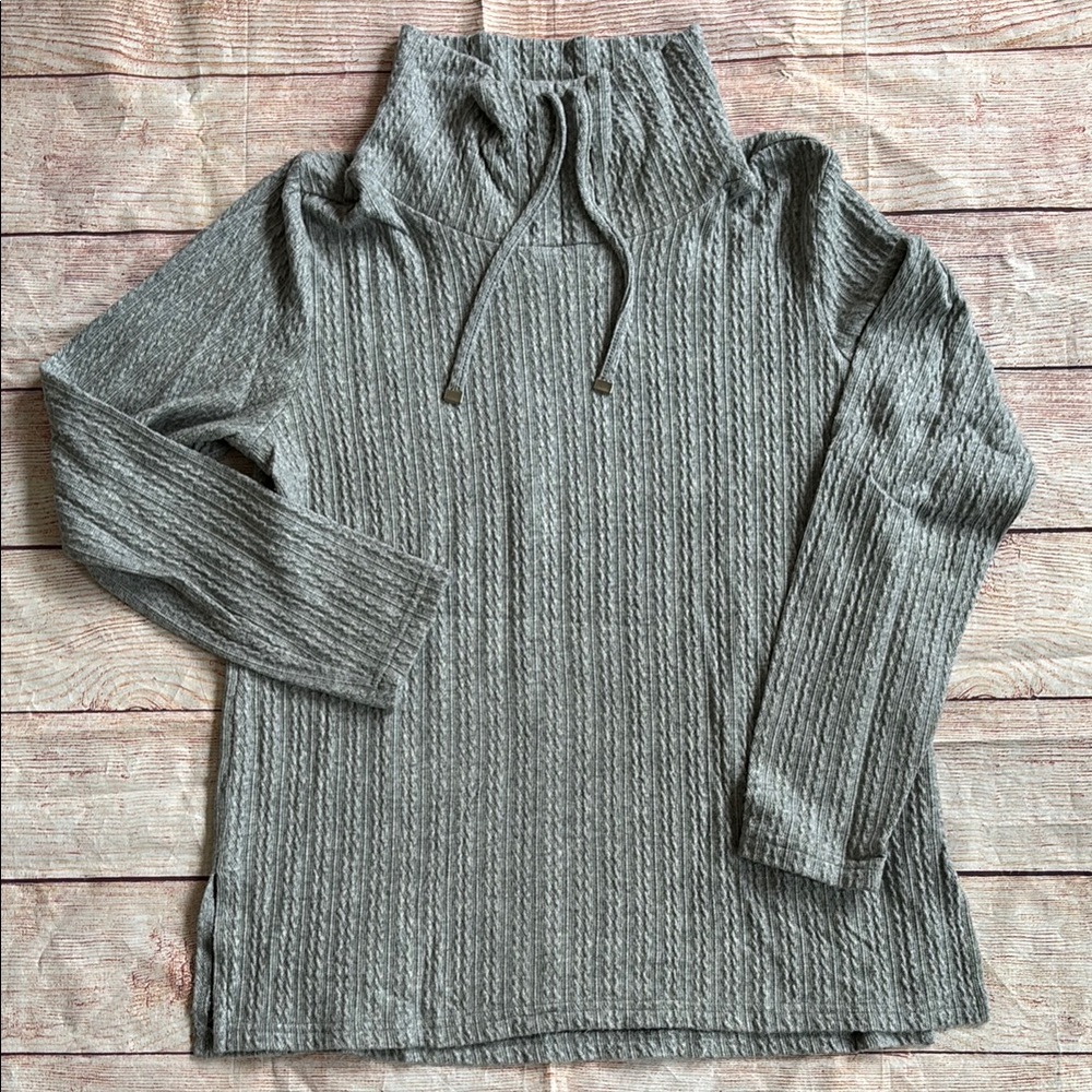 Tribal Gray Cable Turtleneck Sweater